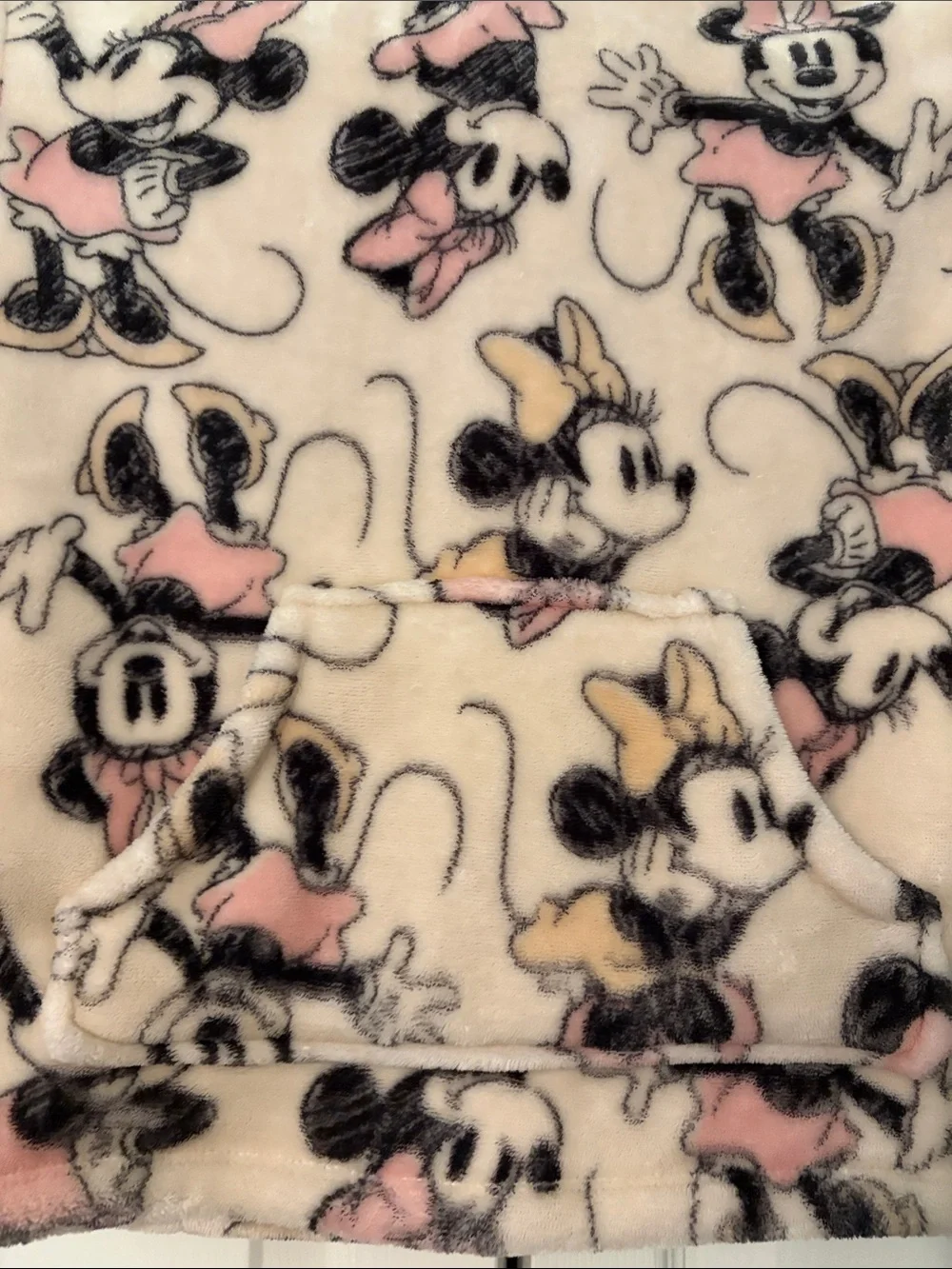 Disney Minnie Mouse Cream Fleece Lined Hoodie with Pink and Yellow Accents 3T